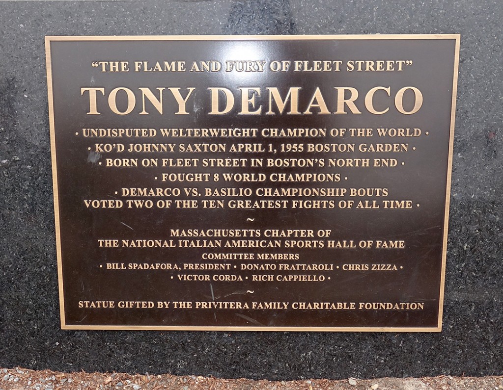 Tony DeMarco's Statue Plaque